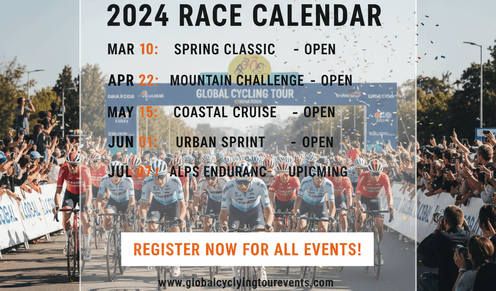 Cycling event calendar with open registration