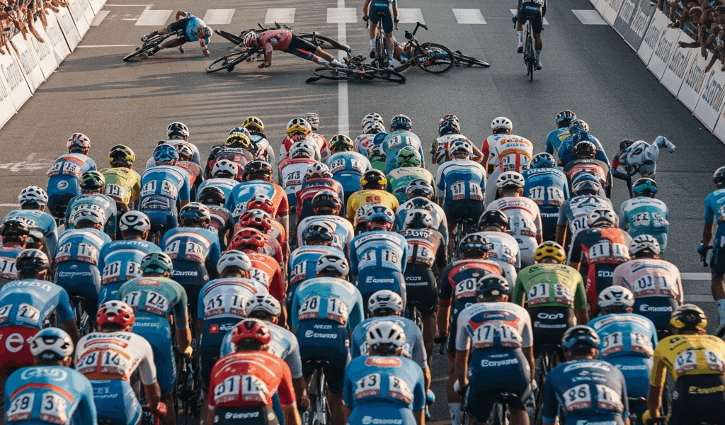 Ballerini Wins Stage 6 in Naples Sprint Chaos Groenewegen and Milan Among Crash