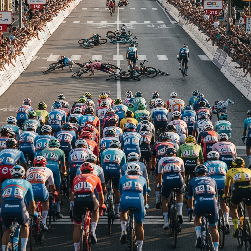 Ballerini Wins Stage 6 in Naples Sprint Chaos — Groenewegen and Milan Among Crash Victims